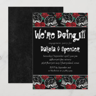 Schedel Roos krijt Funky zwart wit Vrijgezellenf Kaart