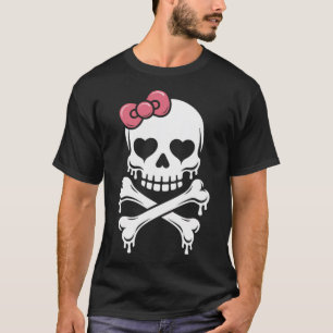 Schedel Roze Strik Druppelende Halloween T-shirt