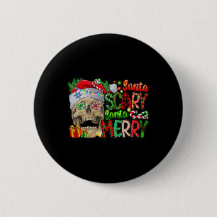 Schedel Santa Scary Santa Vrolijk Kerstfeest Match Ronde Button 5,7 Cm