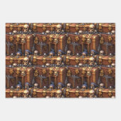 Schedel schatkist 3D bruin goud piraten thema Inpakpapier Vel (Voorkant)