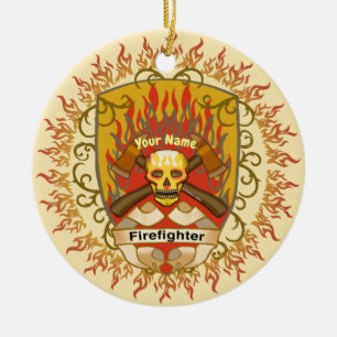Schedel Schild Brandweerman Keramisch Ornament