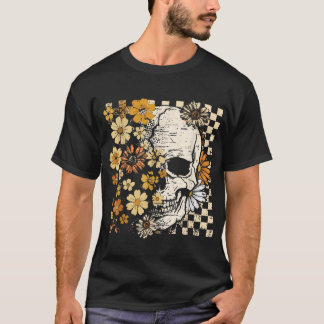 Schedel Skelet Bloemrijke Herfst Sfeervol Hallowee T-shirt