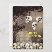 Schedel Skelet Halloween Feest Verknipte Nacht Kaart (Achterkant)