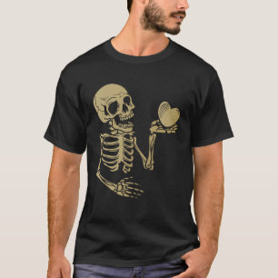 Schedel Skelet Hand Holding Red Heart Love T-shirt