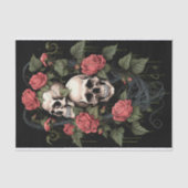 Schedel Skelet met Rozen Waterverf Tissuepapier (Voorkant)