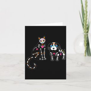 Schedel Skull Kat En Hond Grappige Halloween Kaart
