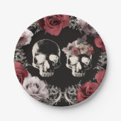 Schedel Skull Mauve Stof Roze Gotische Bruiloft Papieren Bordje (Voorkant)