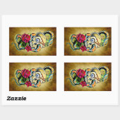Schedel Snake Rozen Design Rechthoekige Sticker (Vel)