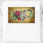 Schedel Snake Rozen Design Rechthoekige Sticker (Tas)