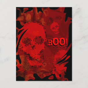 Schedel Specters Rode werveling 'Boo!' briefkaart