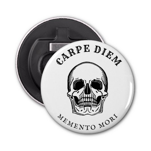 schedel Spooky Memento Mori Button Flesopener (Voorkant)
