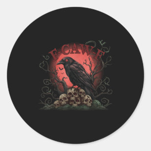 Schedel stapel raaf F-caw-f Halloween T-shirt Ronde Sticker