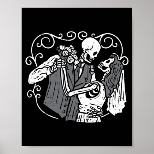 Schedel suiker bruidegom bruid grappig dia muertos poster
