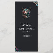 Schedel Tattoo Rock en Roll Gotische bruiloft Menu (Achterkant)