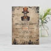  schedel Top Hoed Adult Halloween Party Kaart (Staand voorkant)