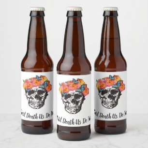 Schedel tot de dood ons doen deel bruiloft wijn la bier etiket