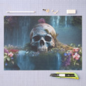 Schedel tussen watervallen en bloemen Decoupage Tissuepapier (Craft)