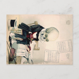 schedel van de jaren 1900, skelet en farmaceutisch briefkaart