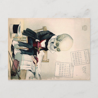 schedel van de jaren 1900, skelet en farmaceutisch briefkaart