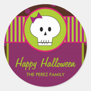 Schedel van Halloween, Ronde Favor Tags/ Topper St Sticker
