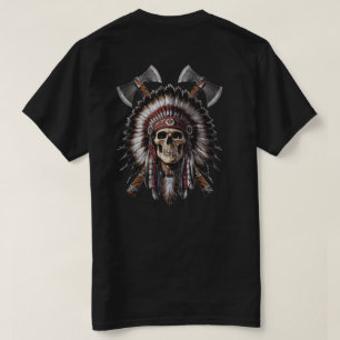 Schedel van inheemse Amerikaan Hoofd gekruiste bij T-shirt