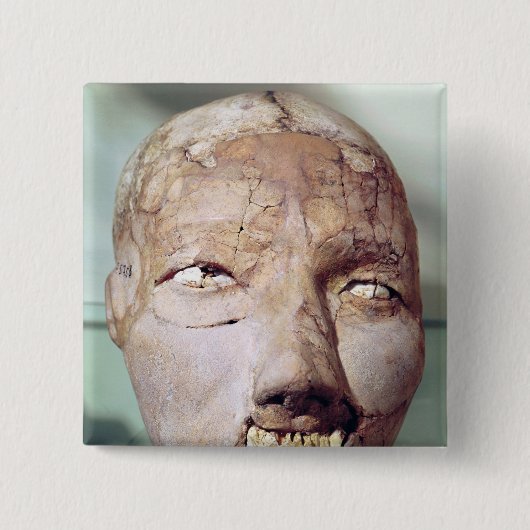 schedel, van Jericho, 7000-6000 BC Vierkante Button 5,1 Cm (Voorkant)