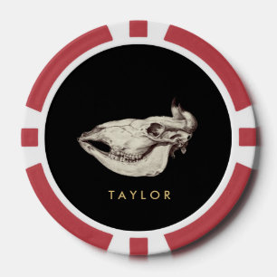  schedel van Koe Illustratie Naam Poker Chips