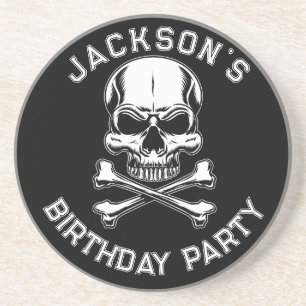 Schedel van piratenschip zwart zandsteen onderzetter