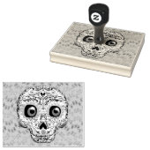 Schedel van suiker & Malse Hartjes Custom Rubberstempel (Gestempeld)