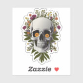 Schedel Versierd met Kleurrijke Bloem Tekeningen Sticker (Vel)