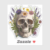 Schedel Versierd met Kleurrijke Bloem Tekeningen Sticker (Vel)