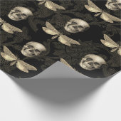 Schedel & vlinder bruin kant inpakpapier (Hoek)