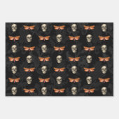 Schedel & Vlinder Kant Halloween Wrapping Papier Inpakpapier Vel (Voorkant)