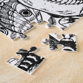 Schedel, vlinders: met de hand getekend  patroon legpuzzel (Zijkant)