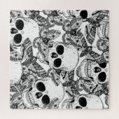 Schedel, vlinders: met de hand getekend  patroon legpuzzel (Horizontaal)