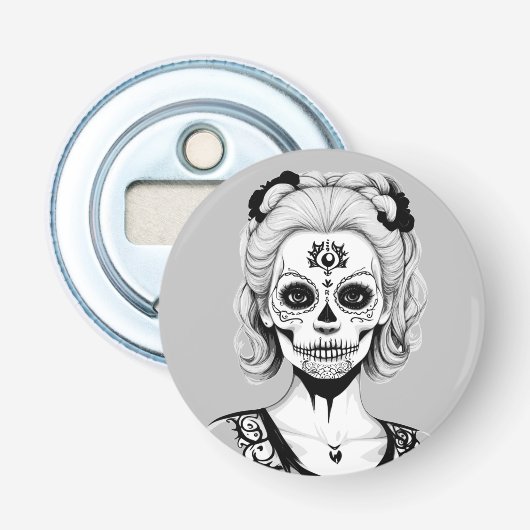 SCHedel VROUW Button Flesopener (Voorkant)