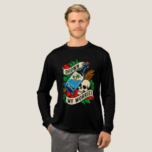 Schedel & Zonsondergang Tropische Tatoeage Uniek Tri-Blend Shirt