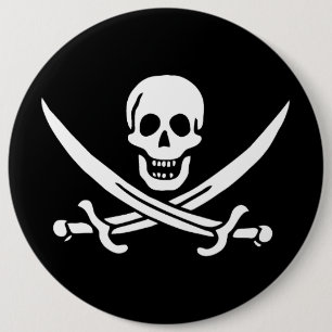 Schedel & Zwaarden Piratenvlag van Calico Jack Ronde Button 6,0 Cm