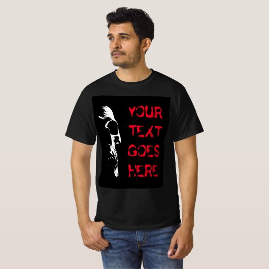 Schedel Zwart Rood Verdrietig Tekst Mannen Hallowe T-shirt (Voorkant volledig)