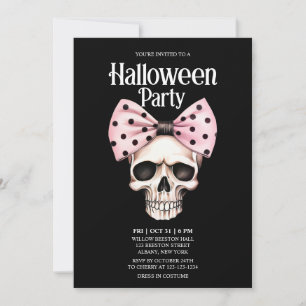 Schedel Zwart Stippen Bow Roze Horror Halloween Pa Kaart