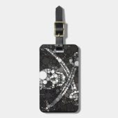 Schedel zwart wit piraat bagagelabel (Voorkant verticaal)