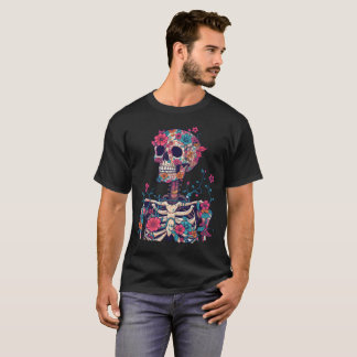 Schedelbloemen Grafisch Donker Esthetisch Gotisch  T-shirt