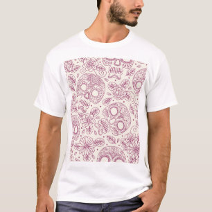 Schedelbloemen: Mexicaanse dag naadloos. T-shirt