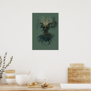 Schedelboom Surreal Donkere Natuur Poster
