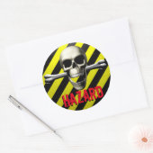 Schedelgevaarwaarschuwing Ronde Sticker (Envelop)