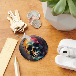 Schedelkleurig hoofd sleutelhanger