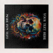 Schedelkop met meerkleurige verfspatten legpuzzel (Horizontaal)