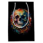 Schedelkop met meerkleurige verfspatten medium cadeauzakje (Voorkant)