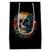 Schedelkop met meerkleurige verfspatten medium cadeauzakje (Achterkant)