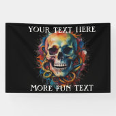 Schedelkop met meerkleurige verfspatten spandoek (Horizontaal)